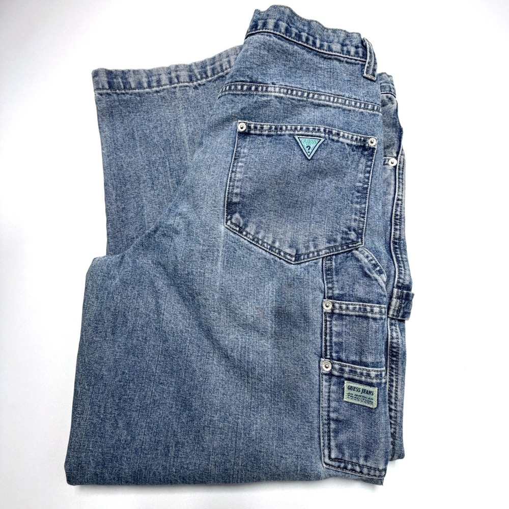 Vintage Guess Jeans USA Carpenter Jeans Mens 34x30 Acid Wash Baggy 90s